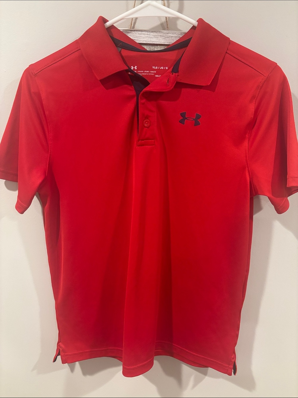 Under Armour Heatgear Polo Shirt, youth large, red